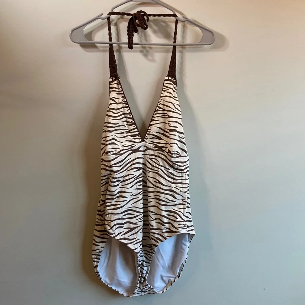 Lelani XL swim suit - brown zebra print!